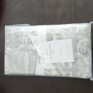Pottery Barn King Size Single Shame "Samantha Damask" NWT - Blue
